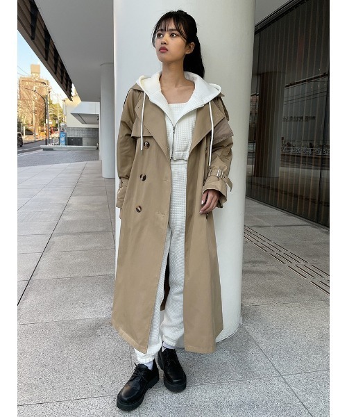 ENVYM（アンビー）の「ルーズトレンチＣＴ（トレンチコート・レディース・チェック/ベージュ/ブラック・FREE）」の10枚目の写真