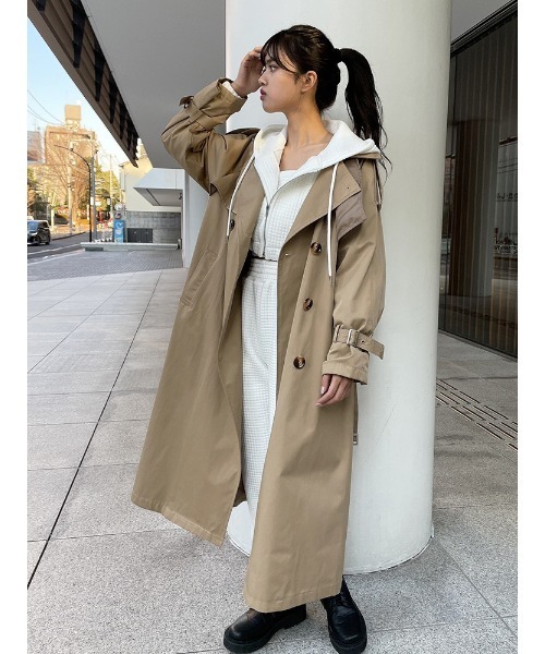 ENVYM（アンビー）の「ルーズトレンチＣＴ（トレンチコート・レディース・チェック/ベージュ/ブラック・FREE）」の11枚目の写真