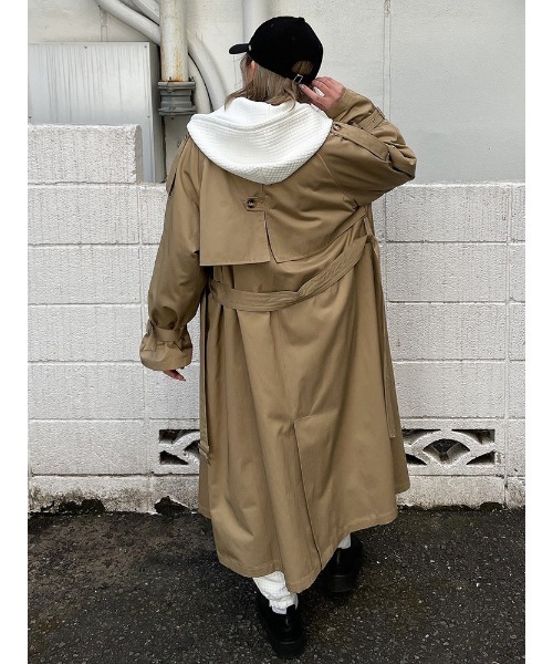 ENVYM（アンビー）の「ルーズトレンチＣＴ（トレンチコート・レディース・チェック/ベージュ/ブラック・FREE）」の8枚目の写真