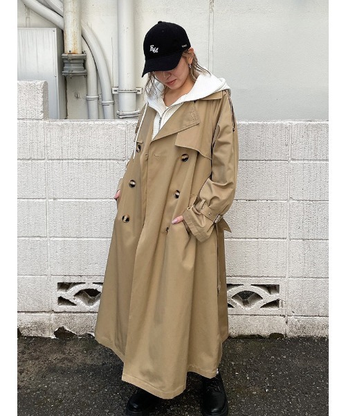 ENVYM（アンビー）の「ルーズトレンチＣＴ（トレンチコート・レディース・チェック/ベージュ/ブラック・FREE）」の9枚目の写真