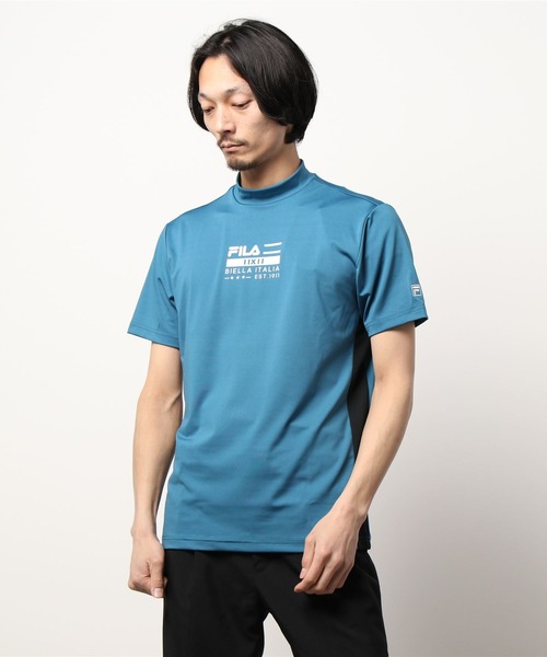 レビューで送料無料 Fila Golf フィラゴルフ ブランドロゴ ストレッチ メッシュ切替 スムースモックネックシャツ 吸汗速乾 Uvカット ゴルフ ウェア メンズ 最新コレックション Www Coastlanddental Com