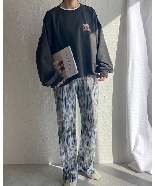 She's Closet(シーズクローゼット)の「ビッグシルエットボリュームスリーブヴィンテージ風プリント長袖プルオーバースウェット(スウェット・レディース・オフホワイト/グリーン/オートミール/スミクロ・FREE)」の22枚目の写真