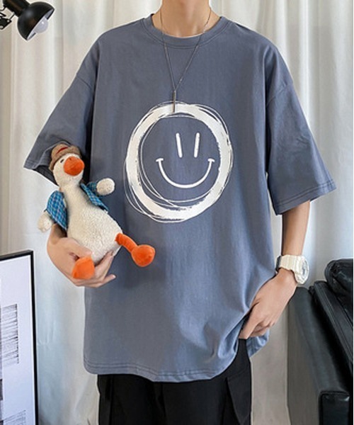 NEW GENTLEMAN（ニュージェントルマン）の「スマイル ビッグT（Tシャツ/カットソー・メンズ・ホワイト/ブラック/ネイビー/イエロー・M/L/XL）」の3枚目の写真
