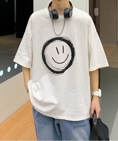 NEW GENTLEMAN（ニュージェントルマン）の「スマイル ビッグT（Tシャツ/カットソー・メンズ・ホワイト/ブラック/ネイビー/イエロー・M/L/XL）」の2枚目の写真