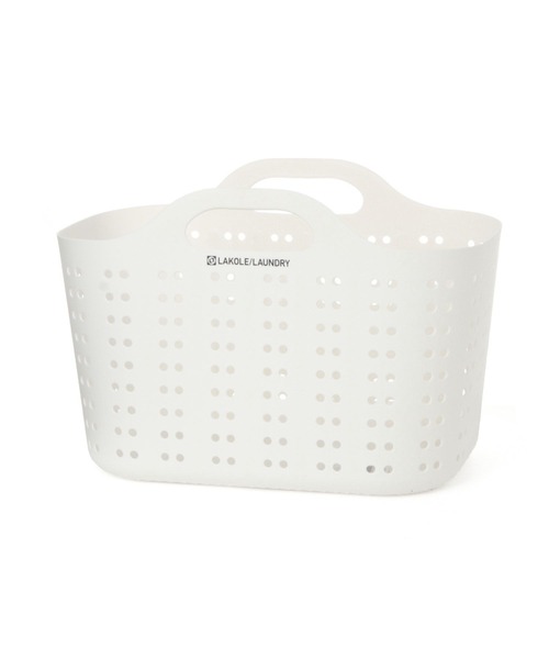 LAKOLE（ラコレ）の「ドットランドリーバスケット(M) / 272548（ランドリーグッズ・レディース・チャコール/アイボリー・FREE）」の2枚目の写真
