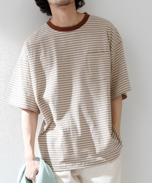 CIAOPANIC TYPY（チャオパニックティピー）の「レトロボーダー半袖Tee（Tシャツ/カットソー・メンズ・ブラック/サックスブルー/オフホワイト/ネイビー/ベージュ・M/L）」の4枚目の写真