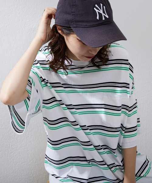 CIAOPANIC TYPY（チャオパニックティピー）の「レトロボーダー半袖Tee（Tシャツ/カットソー・メンズ・ブラック/サックスブルー/オフホワイト/ネイビー/ベージュ・M/L）」の2枚目の写真