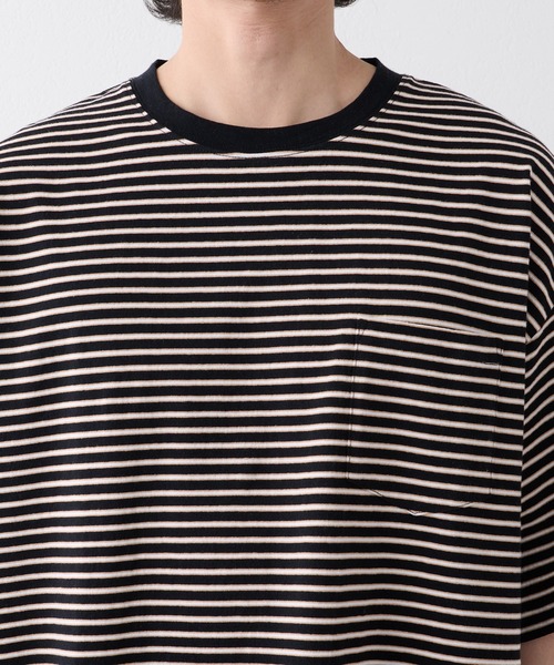 CIAOPANIC TYPY（チャオパニックティピー）の「レトロボーダー半袖Tee（Tシャツ/カットソー・メンズ・ブラック/サックスブルー/オフホワイト/ネイビー/ベージュ・M/L）」の7枚目の写真