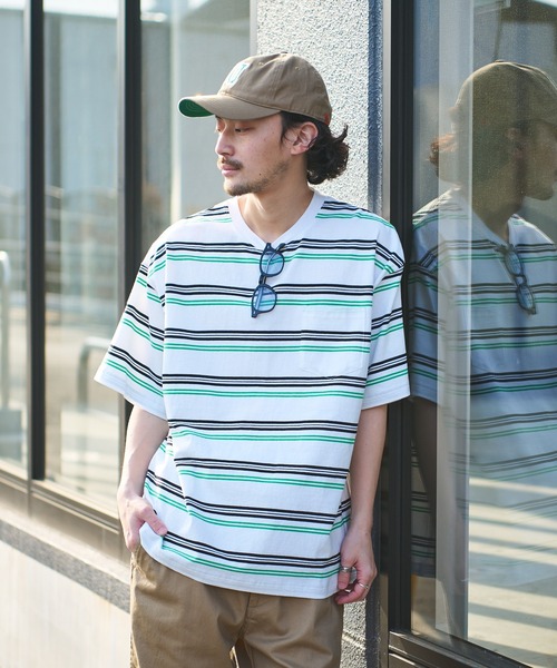 CIAOPANIC TYPY（チャオパニックティピー）の「レトロボーダー半袖Tee（Tシャツ/カットソー・メンズ・ブラック/サックスブルー/オフホワイト/ネイビー/ベージュ・M/L）」の20枚目の写真