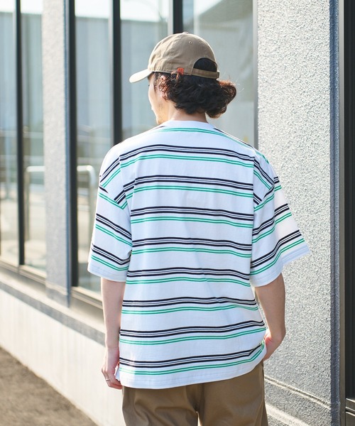 CIAOPANIC TYPY（チャオパニックティピー）の「レトロボーダー半袖Tee（Tシャツ/カットソー・メンズ・ブラック/サックスブルー/オフホワイト/ネイビー/ベージュ・M/L）」の6枚目の写真