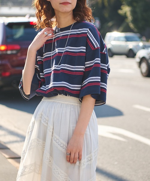 CIAOPANIC TYPY（チャオパニックティピー）の「レトロボーダー半袖Tee（Tシャツ/カットソー・メンズ・ブラック/サックスブルー/オフホワイト/ネイビー/ベージュ・M/L）」の13枚目の写真