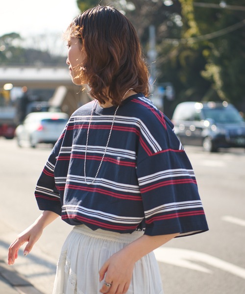 CIAOPANIC TYPY（チャオパニックティピー）の「レトロボーダー半袖Tee（Tシャツ/カットソー・メンズ・ブラック/サックスブルー/オフホワイト/ネイビー/ベージュ・M/L）」の19枚目の写真