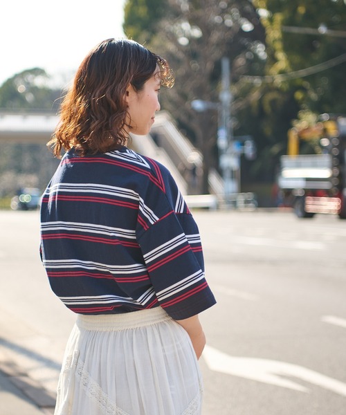 CIAOPANIC TYPY（チャオパニックティピー）の「レトロボーダー半袖Tee（Tシャツ/カットソー・メンズ・ブラック/サックスブルー/オフホワイト/ネイビー/ベージュ・M/L）」の10枚目の写真