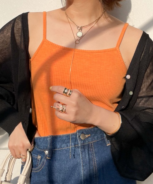 archives(アルシーヴ)の「カップ付カラーミックスキャミソール(キャミソール・レディース・グレー/イエロー/オレンジ/アイボリー・MEDIUM)」の4枚目の写真