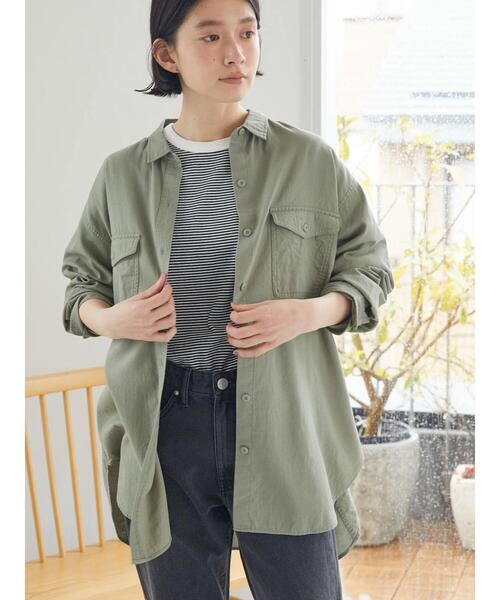 AMERICAN HOLIC（アメリカンホリック）の「Wポケットcottonジョーゼットシャツ（シャツ/ブラウス・レディース・オフホワイト/カーキ/ライトベージュ・M/L）」の6枚目の写真