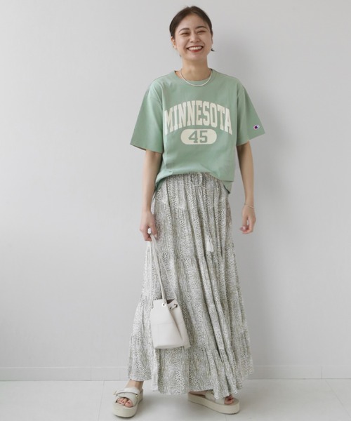 Champion(チャンピオン)の「別注【CHAMPION】*RELUME 20s/1 USA Cotton Jersey:ロゴTシャツ(Tシャツ/カットソー・レディース・ホワイト/ネイビー/ピンク/ベージュ系その他/グリーン系その他・LARGE)」の16枚目の写真