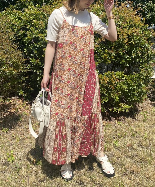 AS KNOW AS PINKY(アズノゥアズピンキー)の「ダンダンインドキャミワンピース(ワンピース・レディース・ブラウン/ネイビー/グリーン・FREE)」の2枚目の写真