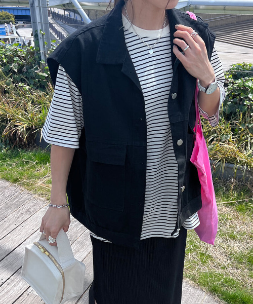 セール】Denim gillet jacket / デニムジレジャケット（chiica