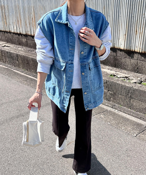 セール】Denim gillet jacket / デニムジレジャケット（chiica