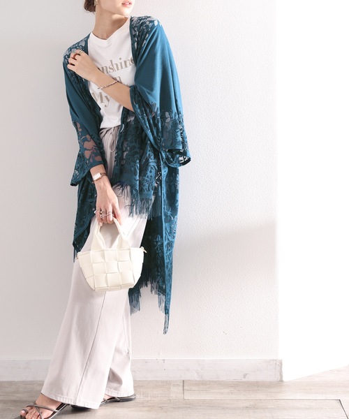 classicalelf(クラシカルエルフ)の「さらりと清涼感。レース素材ポンチョ風トップス(カーディガン/ボレロ・レディース・ホワイト/ブラック/イエロー/ブルー/グレイッシュベージュ・FREE)」の16枚目の写真