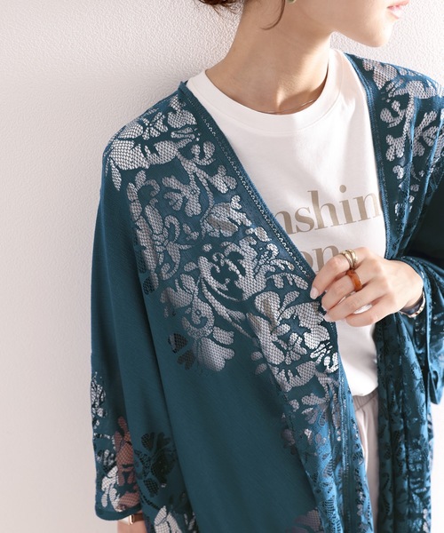 classicalelf(クラシカルエルフ)の「さらりと清涼感。レース素材ポンチョ風トップス(カーディガン/ボレロ・レディース・ホワイト/ブラック/イエロー/ブルー/グレイッシュベージュ・FREE)」の21枚目の写真