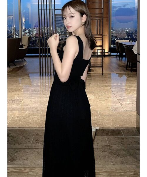 RESEXXY(リゼクシー)の「透かし編みニットロングワンピース(ワンピース・レディース・ベージュ/グリーン/ブラック/ブルー・FREE)」の8枚目の写真