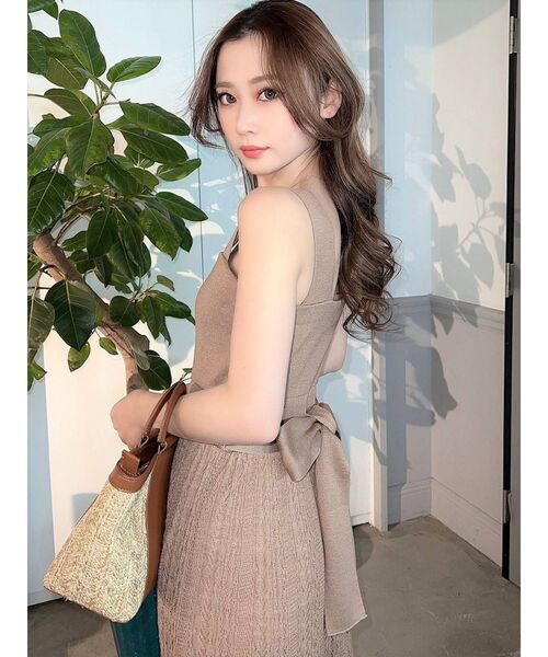 RESEXXY(リゼクシー)の「透かし編みニットロングワンピース(ワンピース・レディース・ベージュ/グリーン/ブラック/ブルー・FREE)」の14枚目の写真