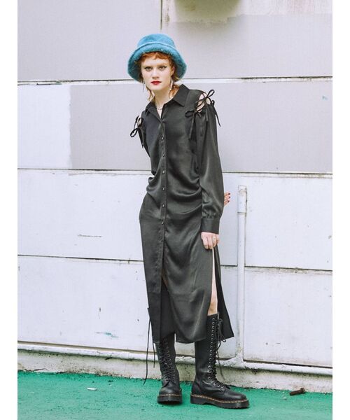 jouetie（ジュエティ）の「ショルダーリボンワンピース（ワンピース・レディース・ブラック/パープル/グリーン・MEDIUM）」の7枚目の写真