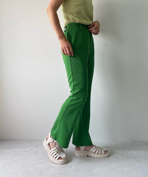 パンツ MALIPARMI Woman Pants Green JH720031027 D6069 セール】センターシームフレアカラーパンツ（その他パンツ）｜LE
