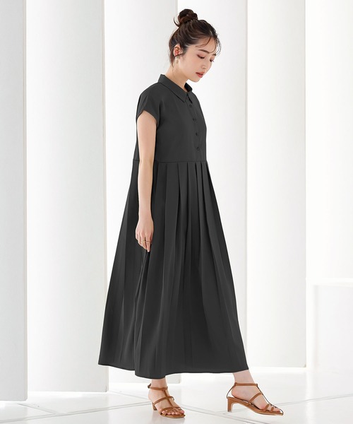 KOBE LETTUCE（コウベレタス）の「プリーツ切り替えワンピース（ワンピース・レディース・ブラック/ミント/オレンジ系・FREE）」の2枚目の写真