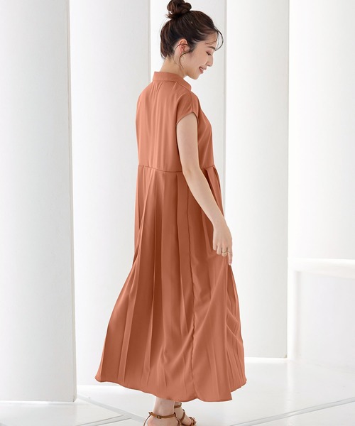 KOBE LETTUCE（コウベレタス）の「プリーツ切り替えワンピース（ワンピース・レディース・ブラック/ミント/オレンジ系・FREE）」の8枚目の写真