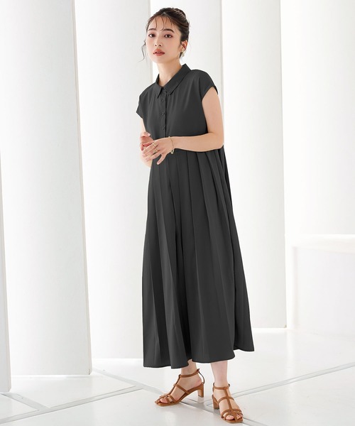 KOBE LETTUCE（コウベレタス）の「プリーツ切り替えワンピース（ワンピース・レディース・ブラック/ミント/オレンジ系・FREE）」の5枚目の写真