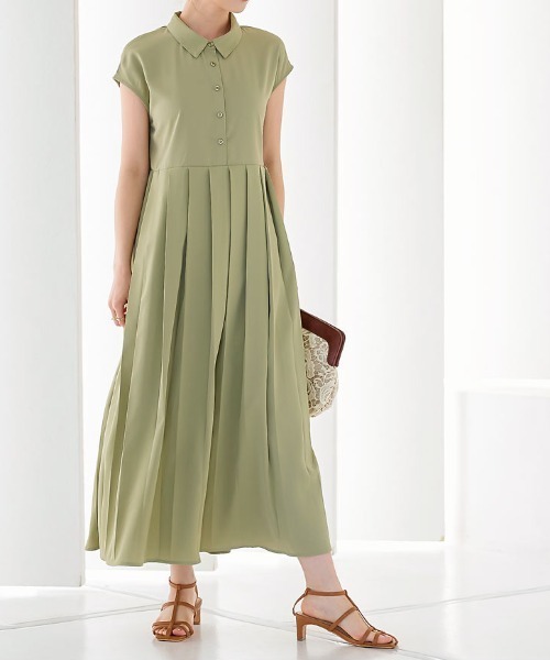 KOBE LETTUCE（コウベレタス）の「プリーツ切り替えワンピース（ワンピース・レディース・ブラック/ミント/オレンジ系・FREE）」の7枚目の写真