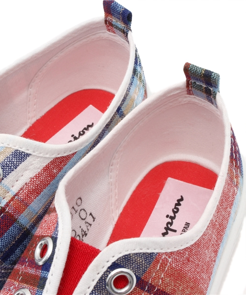 Champion（チャンピオン）の「日本製 ベビー キッズ チャンピオン スリッポン チェック Champion P011 SHOE LACE KIDS（スニーカー・キッズ・ピンク/ネイビー・17cm/14cm/16cm/15cm/18cm）」の9枚目の写真