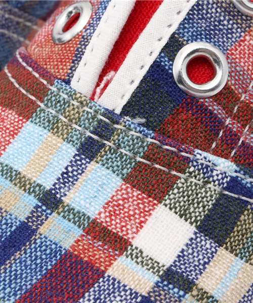 Champion（チャンピオン）の「日本製 ベビー キッズ チャンピオン スリッポン チェック Champion P011 SHOE LACE KIDS（スニーカー・キッズ・ピンク/ネイビー・17cm/14cm/16cm/15cm/18cm）」の4枚目の写真