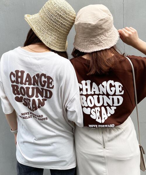 INGNI(イング)の「BACK発泡ハートロゴ/チュニックTシャツ(Tシャツ/カットソー・レディース・ホワイト×ピンク/ブラウン/ホワイト×ブルー/ブラック/サンドベージュ/ホワイト×レッド・M)」の7枚目の写真