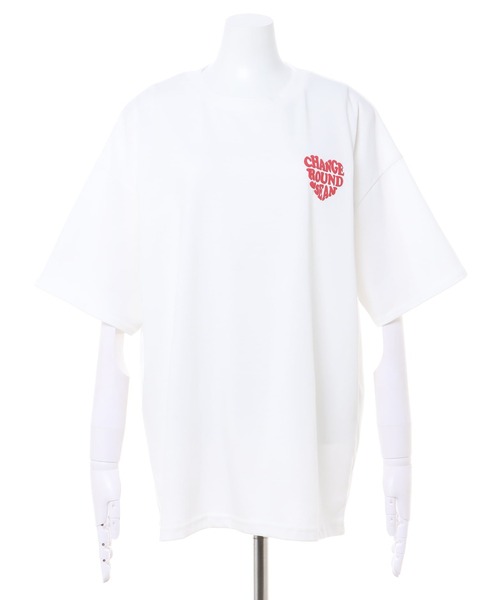 INGNI(イング)の「BACK発泡ハートロゴ/チュニックTシャツ(Tシャツ/カットソー・レディース・ホワイト×ピンク/ブラウン/ホワイト×ブルー/ブラック/サンドベージュ/ホワイト×レッド・M)」の12枚目の写真