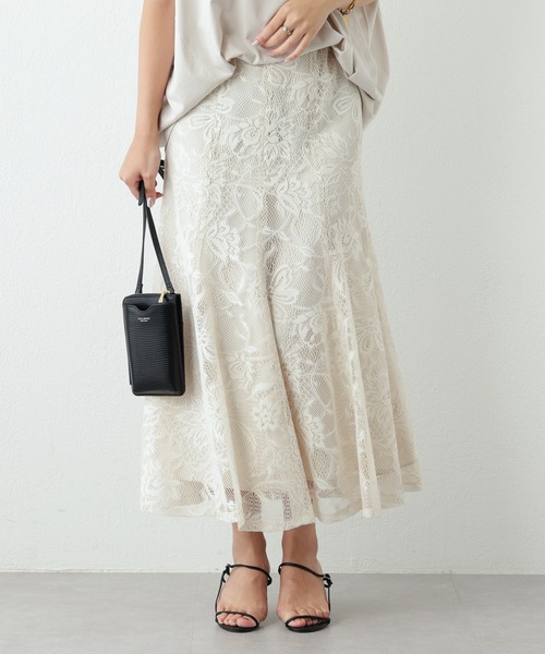 OUVRAGE CLASSE(ウヴラージュクラス)の「レースマーメイドスカート(スカート・レディース・アイボリー/ブラック・MEDIUM)」の4枚目の写真