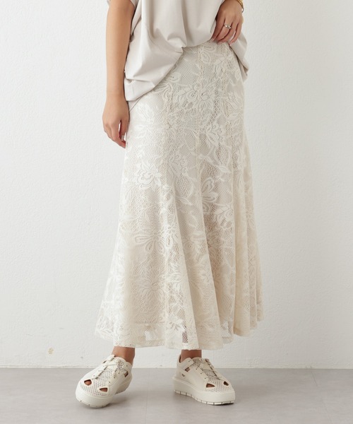 OUVRAGE CLASSE(ウヴラージュクラス)の「レースマーメイドスカート(スカート・レディース・アイボリー/ブラック・MEDIUM)」の6枚目の写真