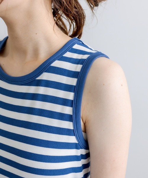 PUAL CE CIN（ピュアルセシン）の「テレコボーダータンクトップ（タンクトップ・レディース・ブラック系その他/ベージュ系その他/ブルー系その他/ピンク系その他・FREE）」の9枚目の写真