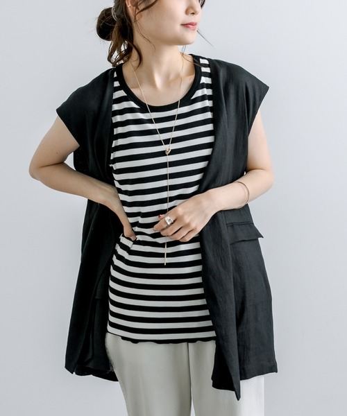 PUAL CE CIN（ピュアルセシン）の「テレコボーダータンクトップ（タンクトップ・レディース・ブラック系その他/ベージュ系その他/ブルー系その他/ピンク系その他・FREE）」の11枚目の写真