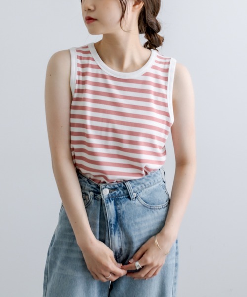 PUAL CE CIN（ピュアルセシン）の「テレコボーダータンクトップ（タンクトップ・レディース・ブラック系その他/ベージュ系その他/ブルー系その他/ピンク系その他・FREE）」の21枚目の写真