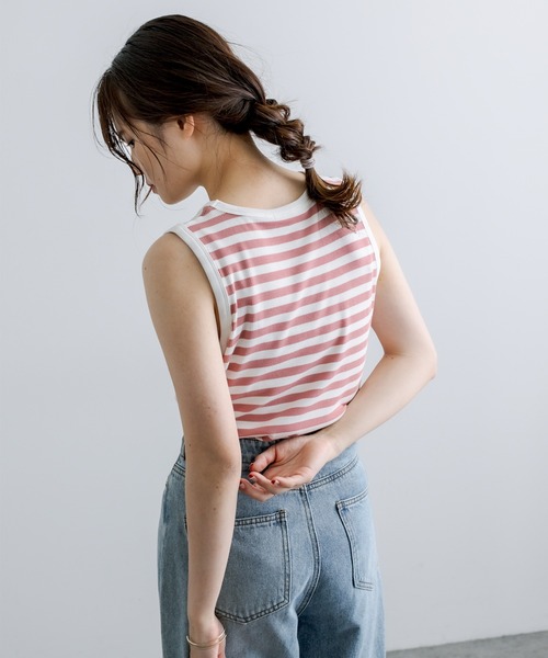 PUAL CE CIN（ピュアルセシン）の「テレコボーダータンクトップ（タンクトップ・レディース・ブラック系その他/ベージュ系その他/ブルー系その他/ピンク系その他・FREE）」の5枚目の写真