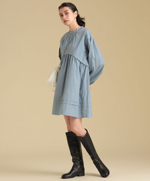 Ray BEAMS（レイビームス）の「Ray BEAMS / ラウンド ギャザー ミニワンピース（ワンピース・レディース・ホワイト/ブラック/ライトブルー・ONE SIZE）」の3枚目の写真