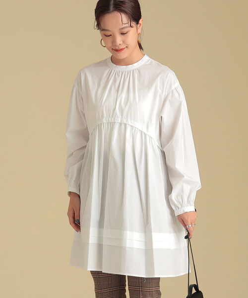 Ray BEAMS（レイビームス）の「Ray BEAMS / ラウンド ギャザー ミニワンピース（ワンピース・レディース・ホワイト/ブラック/ライトブルー・ONE SIZE）」の4枚目の写真