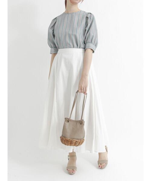 Te chichi（テチチ）の「マルチストライプボリューム袖ブラウス（シャツ/ブラウス・レディース・ネイビー/ブラウン・ﾌﾘ-）」の6枚目の写真