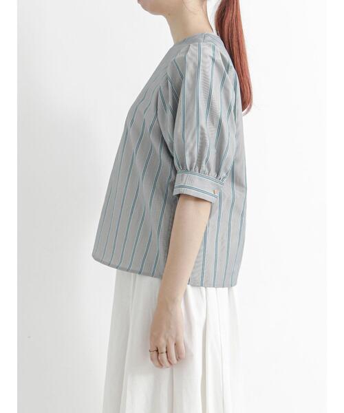 Te chichi（テチチ）の「マルチストライプボリューム袖ブラウス（シャツ/ブラウス・レディース・ネイビー/ブラウン・ﾌﾘ-）」の7枚目の写真