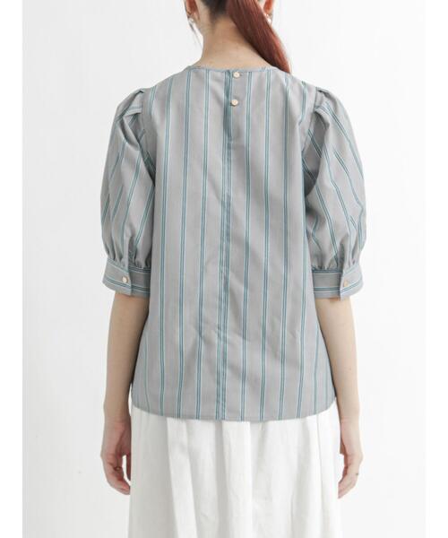 Te chichi（テチチ）の「マルチストライプボリューム袖ブラウス（シャツ/ブラウス・レディース・ネイビー/ブラウン・ﾌﾘ-）」の8枚目の写真