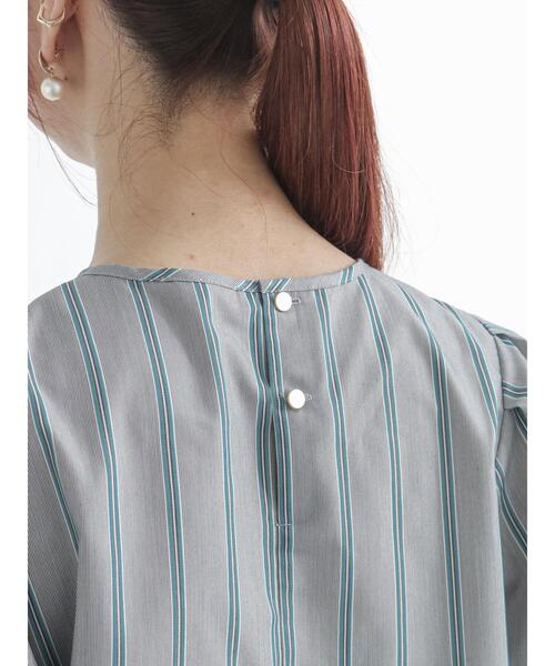 Te chichi（テチチ）の「マルチストライプボリューム袖ブラウス（シャツ/ブラウス・レディース・ネイビー/ブラウン・ﾌﾘ-）」の9枚目の写真
