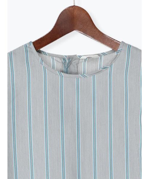 Te chichi（テチチ）の「マルチストライプボリューム袖ブラウス（シャツ/ブラウス・レディース・ネイビー/ブラウン・ﾌﾘ-）」の15枚目の写真